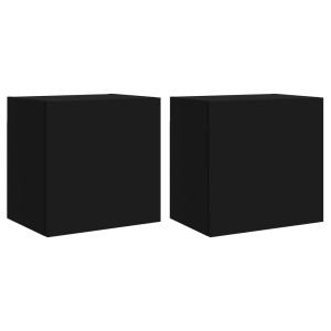 Muebles TV de pared 2 uds madera ingeniería negro 40.5x30x40 cm H