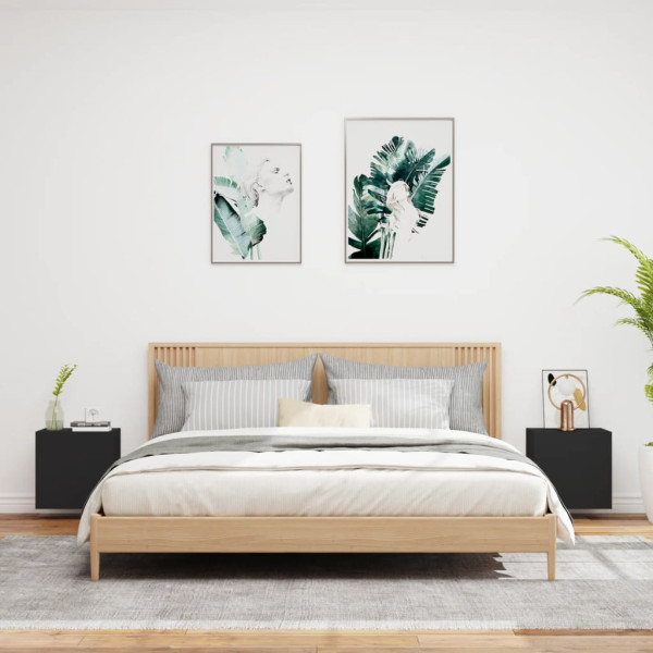 Móveis parede p/ TV 2pcs 40.5x30x40 cm derivados madeira preto M 3