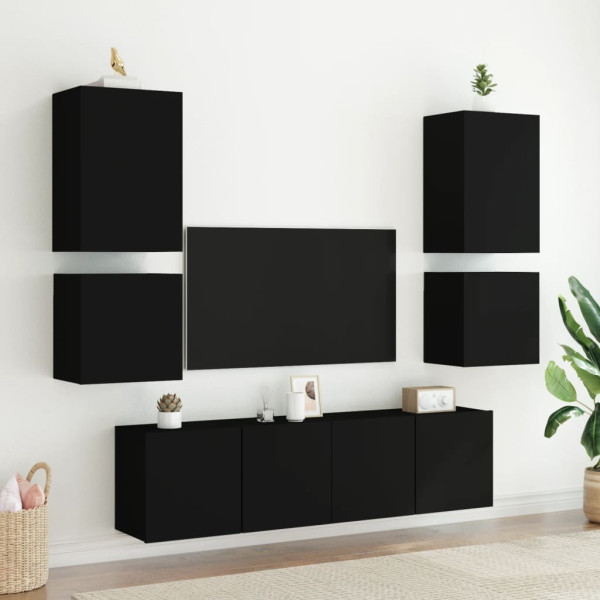 Muebles TV de pared 2 uds madera ingeniería negro 40.5x30x40 cm M 4