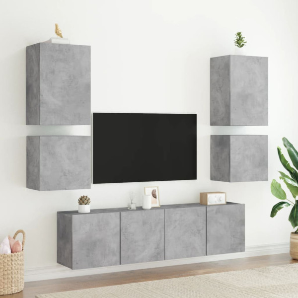 Muebles de TV de pared 2 uds madera gris hormigón 40.5x30x40 cm M 4