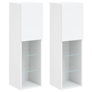 Móveis de TV com luzes LED 2 pcs 30.5x30x102 cm branco H