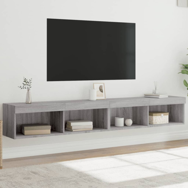 Muebles de TV con luces LED 2 uds gris Sonoma 100x30x30 cm D