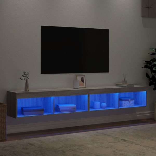 Muebles de TV con luces LED 2 uds gris Sonoma 100x30x30 cm M 4