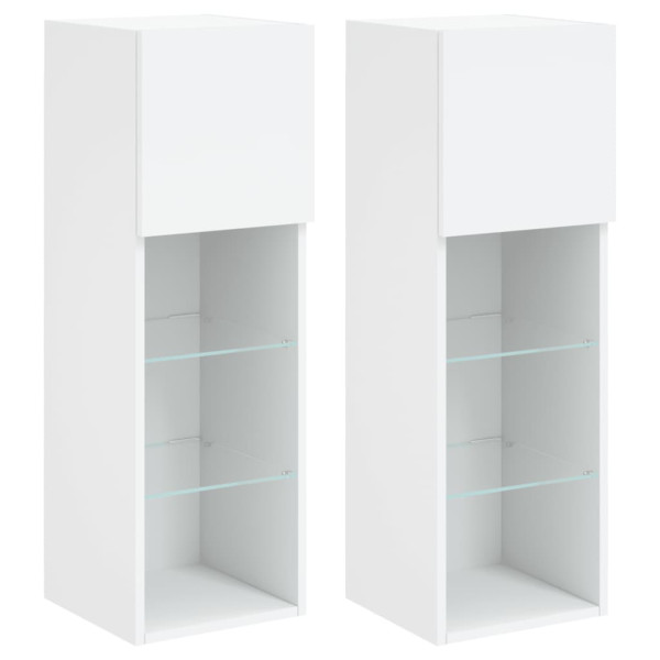 Muebles de TV con luces LED 2 uds blanco 30.5x30x90 cm M 2