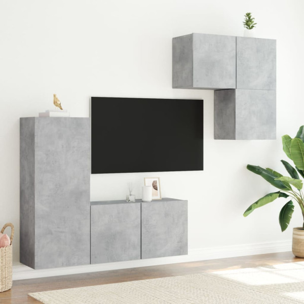 Móveis de TV de parede 4pcs madeira engenharia cinza concreto M 3