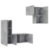 Muebles de TV de pared 4 pzas madera ingeniería gris hormigón 4