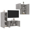 Muebles de TV de pared 4 pzas madera de ingeniería gris Sonoma 1
