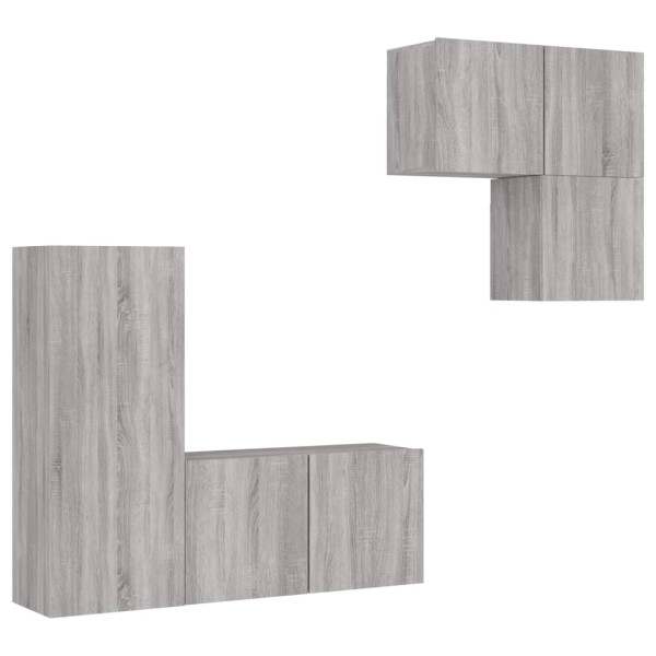 Muebles de TV de pared 4 pzas madera de ingeniería gris Sonoma M 2