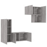Muebles de TV de pared 4 pzas madera de ingeniería gris Sonoma 4