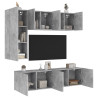Muebles de TV de pared 5 pzas madera ingeniería gris hormigón 1