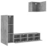 Muebles de TV de pared 4 pzas madera ingeniería gris hormigón 4