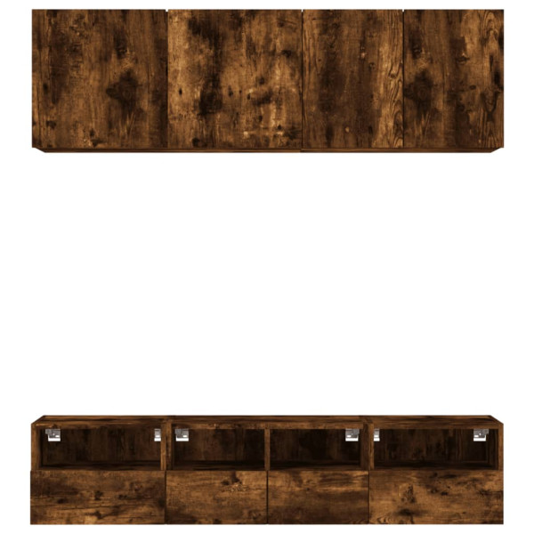 Muebles de TV de pared 5 pzas madera ingeniería roble ahumado M 5