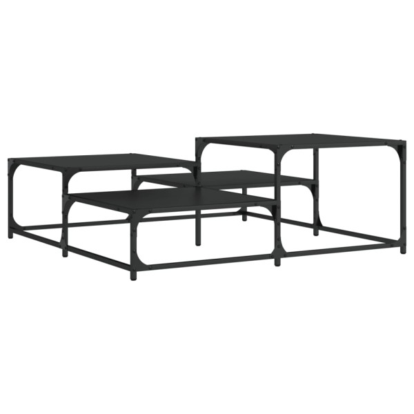 Mesa de centro madera de ingeniería negro 107x107x40 cm M 2