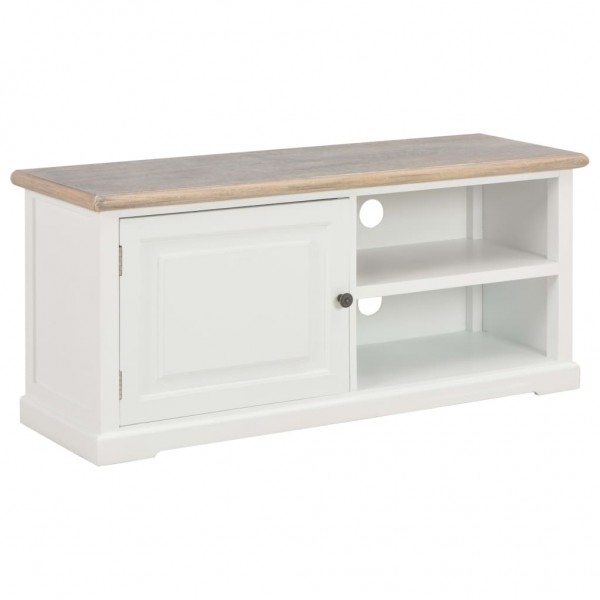 Mueble para el televisor de madera blanco 90x30x40 cm D