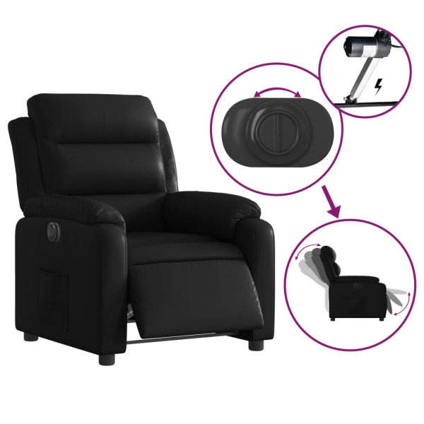 Sillón reclinable eléctrico de cuero sintético negro M 5