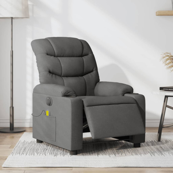 Sillón reclinable de masaje eléctrico tela gris oscuro D