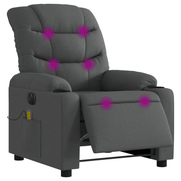 Sillón reclinable de masaje eléctrico tela gris oscuro M 3