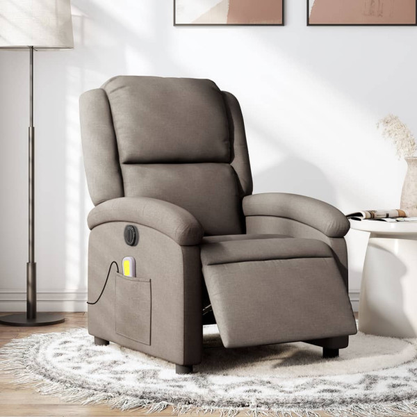 Sillón reclinable de masaje eléctrico tela gris taupe D
