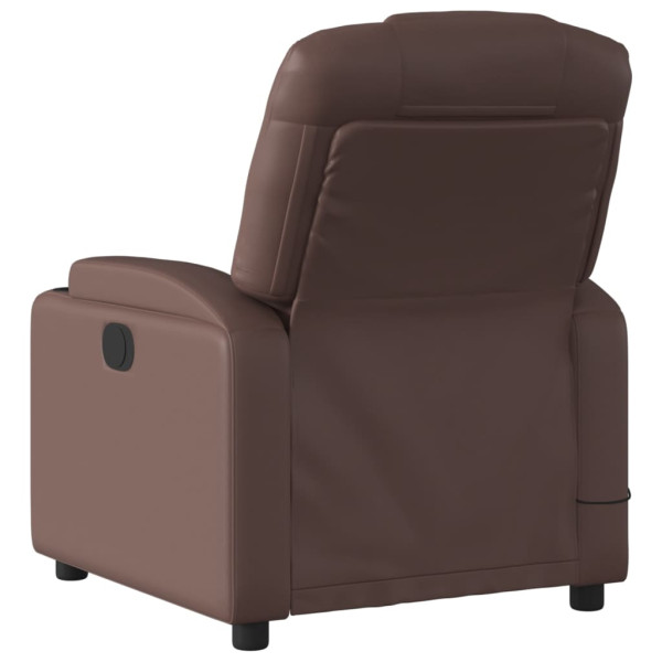 Sillón de masaje reclinable eléctrico cuero sintético marrón M 4