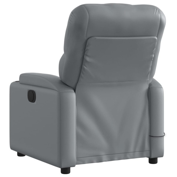 Sillón de masaje reclinable eléctrico cuero sintético gris M 4