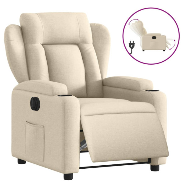 Sillón reclinable eléctrico de tela crema M 2