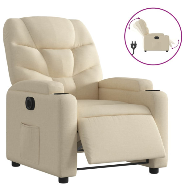 Sillón reclinable eléctrico de tela crema M 2