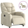 Sillón reclinable eléctrico de cuero sintético crema 2