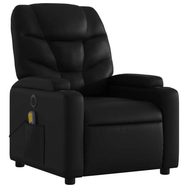 Sillón de masaje reclinable eléctrico cuero sintético negro M 3