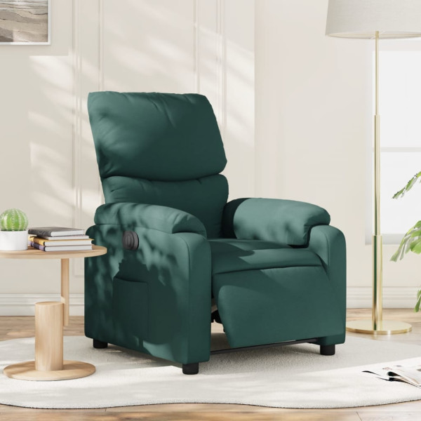 Sillón reclinable eléctrico tela verde oscuro D