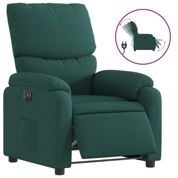 Sillón reclinable eléctrico tela verde oscuro M 2