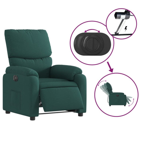 Sillón reclinable eléctrico tela verde oscuro M 5