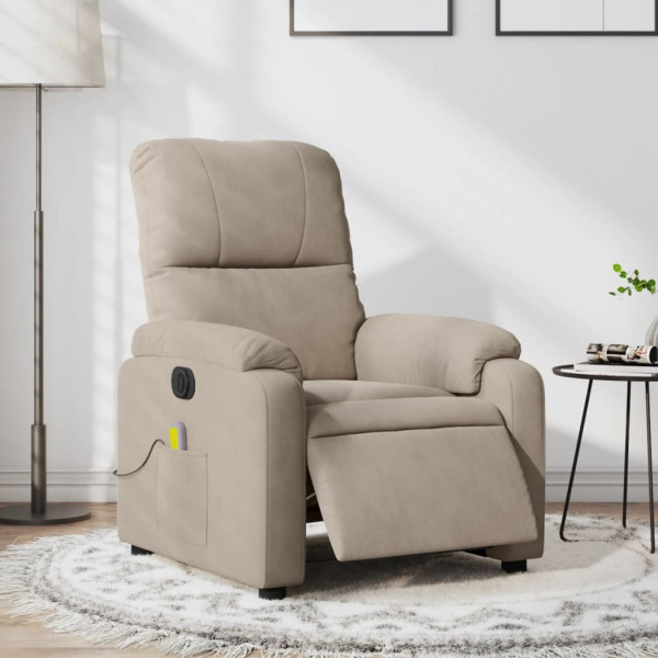 Sillón reclinable masaje eléctrico tela microfibra gris taupe D