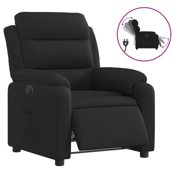 Sillón reclinable eléctrico de tela negro M 2