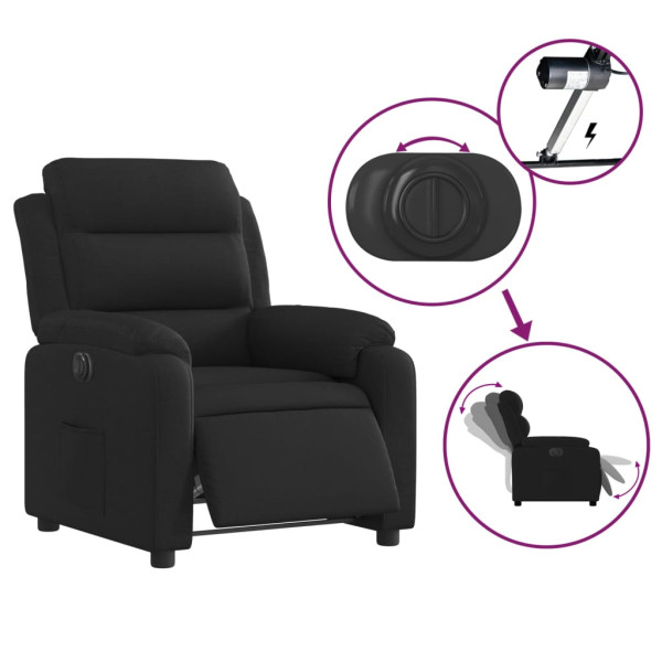 Sillón reclinable eléctrico de tela negro M 5