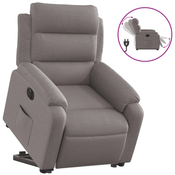 Sillón eléctrico reclinable elevable de tela gris taupe M 2