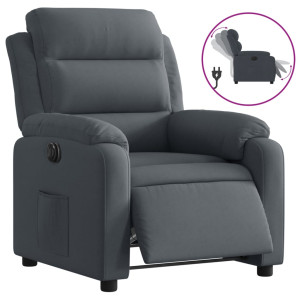 Sillón reclinable eléctrico de terciopelo gris oscuro H