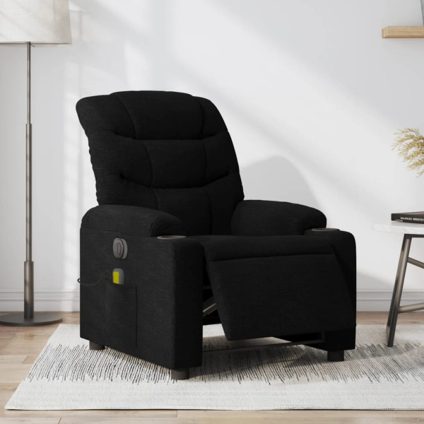 Sillón reclinable de masaje eléctrico tela negro D