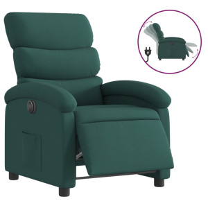 Sillón reclinable eléctrico tela verde oscuro H