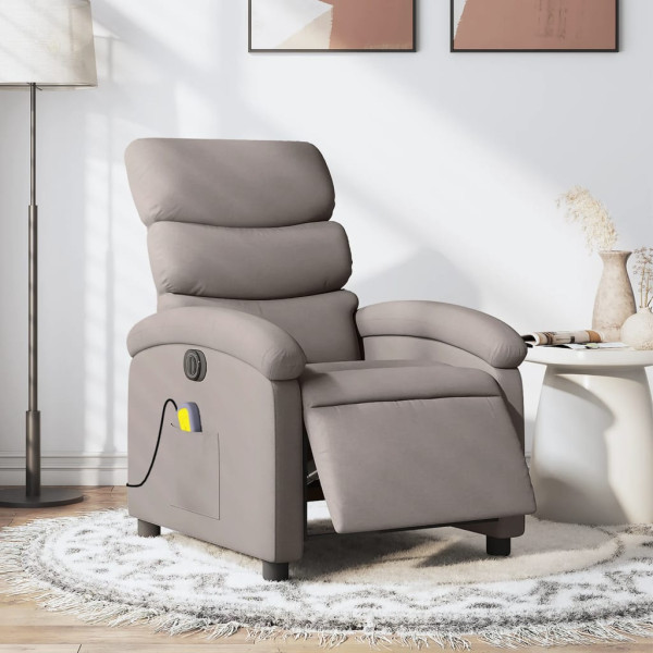 Sillón reclinable de masaje eléctrico tela gris taupe D