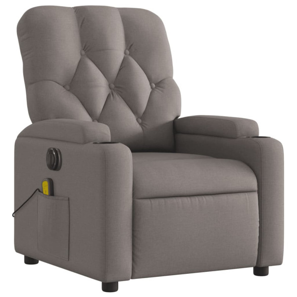 Sillón reclinable de masaje eléctrico tela gris taupe M 3