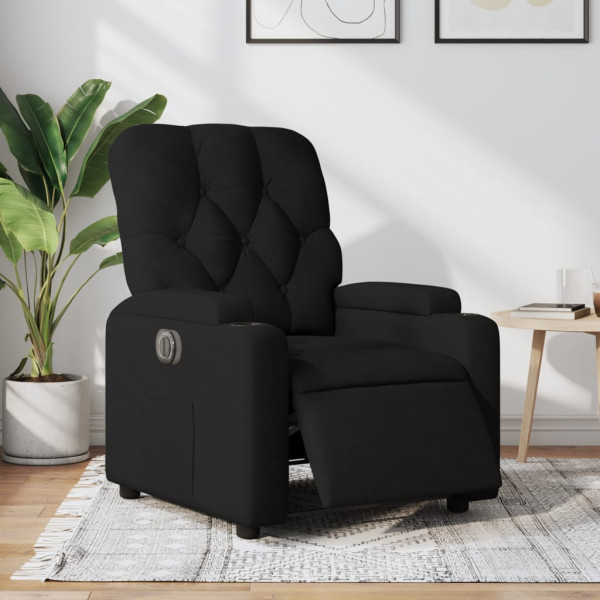 Sillón reclinable eléctrico de tela negro D