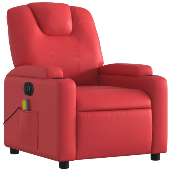 Sillón de masaje reclinable eléctrico de cuero artificial rojo M 3