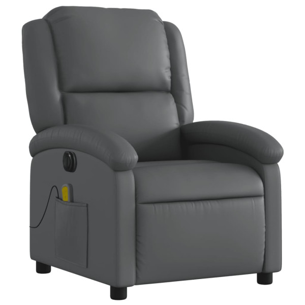 Sillón de masaje reclinable eléctrico cuero sintético gris M 3