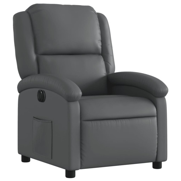 Sillón reclinable eléctrico de cuero sintético gris M 3