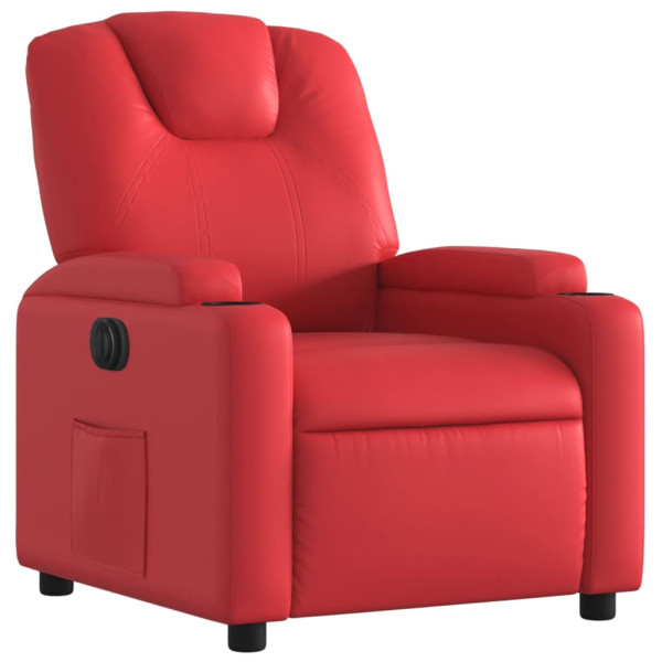 Sillón reclinable eléctrico de cuero sintético rojo M 3