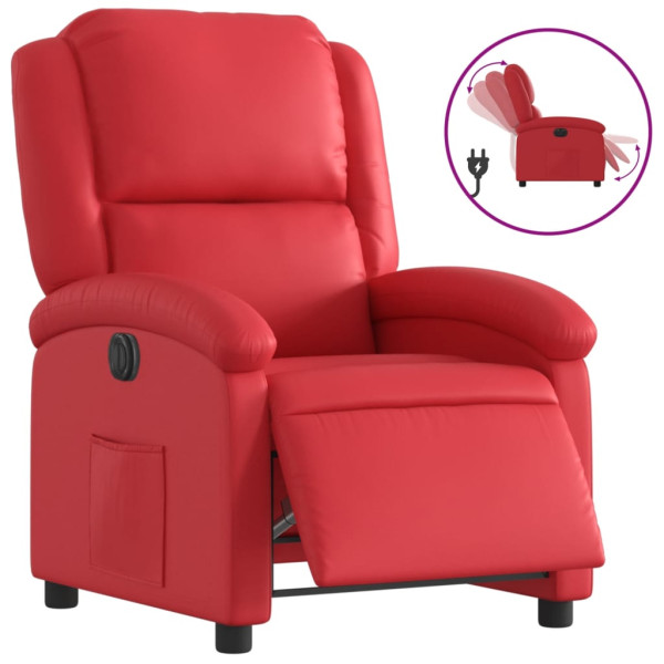Sillón reclinable eléctrico de cuero sintético rojo M 2