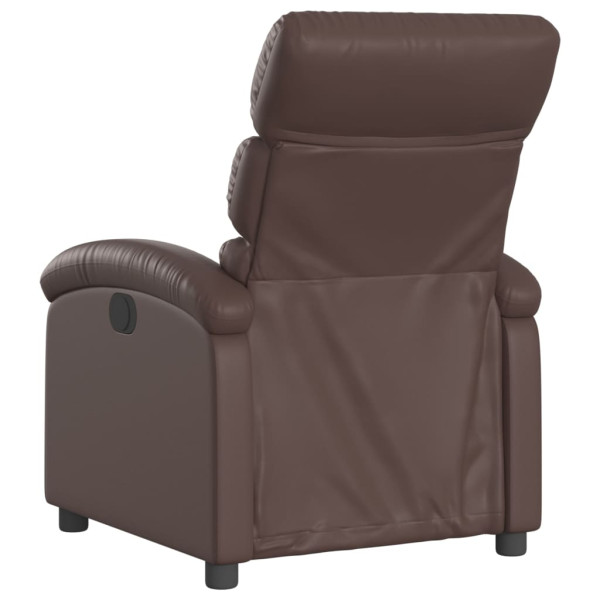 Sillón reclinable eléctrico de cuero sintético marrón M 4