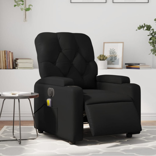 Sillón de masaje reclinable eléctrico cuero sintético negro D