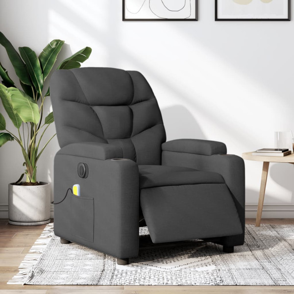 Sillón reclinable de masaje eléctrico tela gris oscuro D