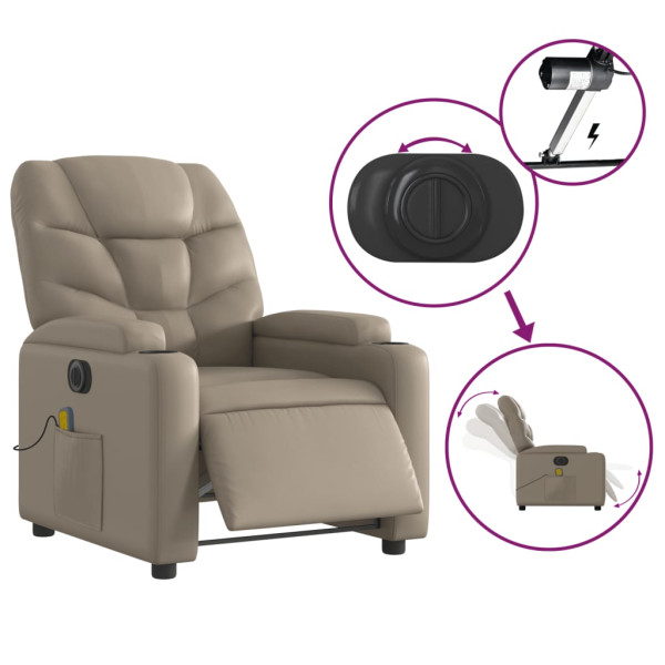 Sillón reclinable de masaje eléctrico cuero sintético capuchino M 5
